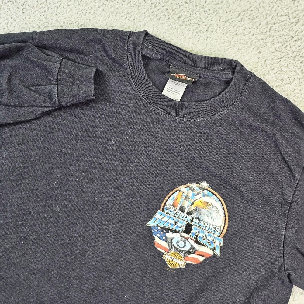 Harley-Davidson Shirt Mens Small Black Outer Banks NC Bike Fest 2021 Long Sleeve
